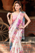 Digital Print Saree Vivid White Digital Printed Saree saree online