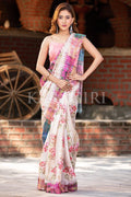 Digital Print Saree Vivid White Digital Printed Saree saree online
