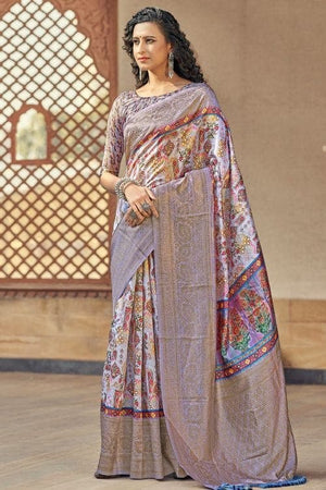 Wisteria Purple Digital Print Saree