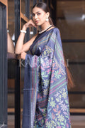 Digital Print Saree Zaffre Blue Kantha Digital Print Saree saree online