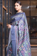 Digital Print Saree Zaffre Blue Kantha Digital Print Saree saree online