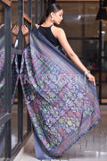 Digital Print Saree Zaffre Blue Kantha Digital Print Saree saree online