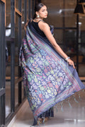 Digital Print Saree Zaffre Blue Kantha Digital Print Saree saree online