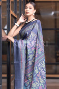 Digital Print Saree Zaffre Blue Kantha Digital Print Saree saree online
