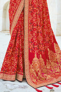 Dola Silk Saree Bright Red Dola Silk Saree saree online