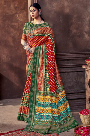 Crimson Red Dola Silk Saree