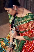 red dola silk saree