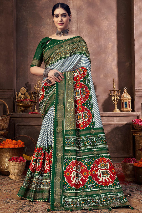 grey dola silk saree