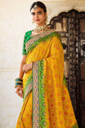Dola Silk Saree Marigold Yellow Dola Silk Saree saree online