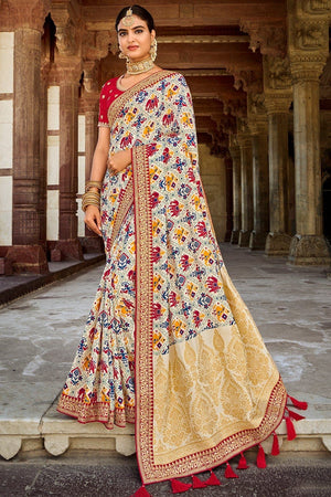 Multicoloured Dola Silk Saree
