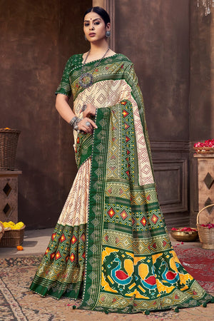 Mushroom Grey Dola Silk Saree