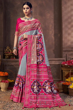Pewter Grey Dola Silk Saree