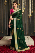green dola silk saree