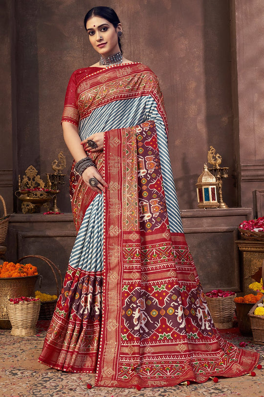 grey dola silk saree