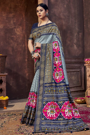 Steel Grey Dola Silk Saree