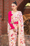 Floral Print Saree Beige Floral Print Saree saree online