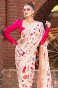 Floral Print Saree Beige Floral Print Saree saree online