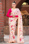 Floral Print Saree Beige Floral Print Saree saree online