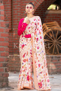 Floral Print Saree Beige Floral Print Saree saree online