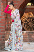 Floral Print Saree Gray Floral Print Saree saree online