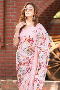 Floral Print Saree Light Pink Floral Print Saree saree online