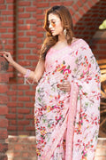 Floral Print Saree Light Pink Floral Print Saree saree online