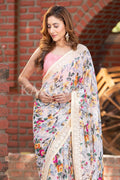 Floral Print Saree Shell Beige Floral Print Saree saree online