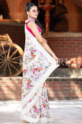 Floral Print Saree White Floral Print Saree saree online