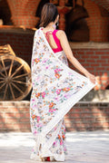 Floral Print Saree White Floral Print Saree saree online