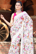 Floral Print Saree White Floral Print Saree saree online