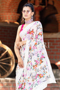 Floral Print Saree White Floral Print Saree saree online
