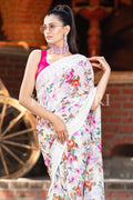 Floral Print Saree White Floral Print Saree saree online