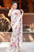 Floral Print Saree White Floral Print Saree saree online