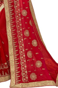 Georgette Saree Apple Red Embroidered Georgette Saree saree online