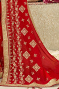 Georgette Saree Apple Red Embroidered Georgette Saree saree online