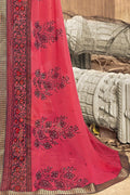 Georgette Saree Apple Red Stone Work Printed Georgette Saree saree online
