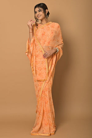 Apricot Orange Georgette Saree