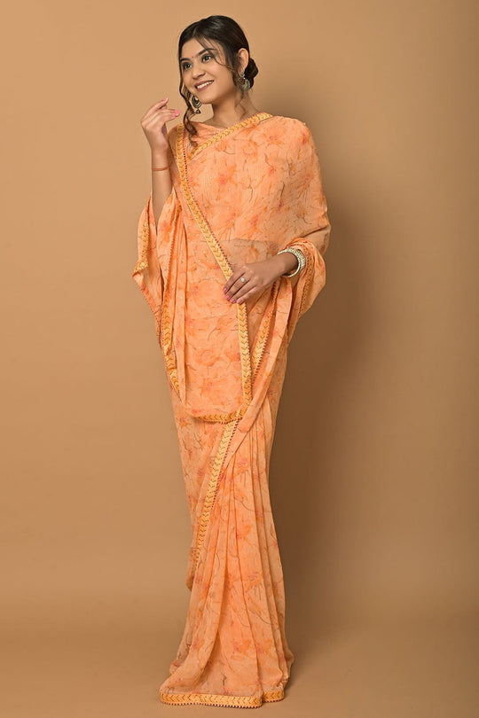orange georgette saree