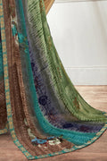 Azure Blue Printed Georgette Saree
