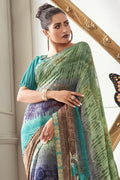 Azure Blue Printed Georgette Saree