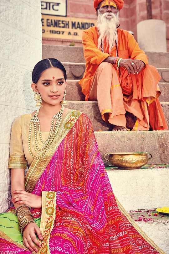 Beautiful Multicolor Georgette Saree