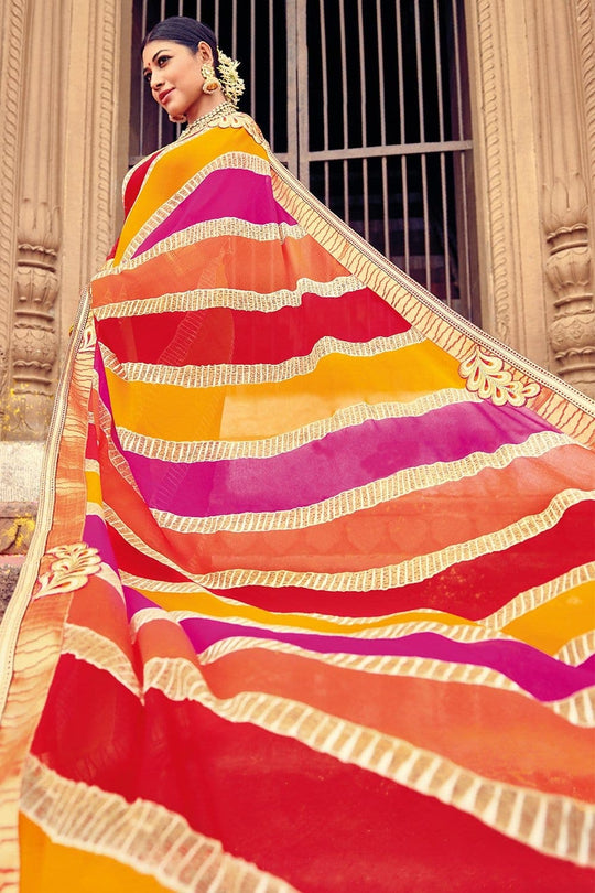 Beautiful Multicolor Georgette Saree