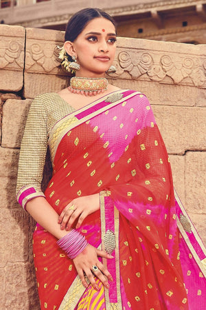 Beautiful Multicolor Georgette Saree