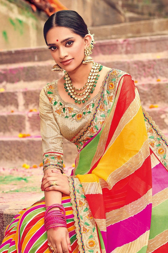 Beautiful Multicolor Georgette Saree