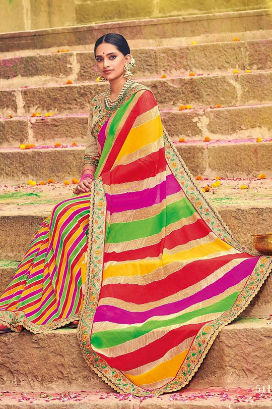 Beautiful Multicolor Georgette Saree