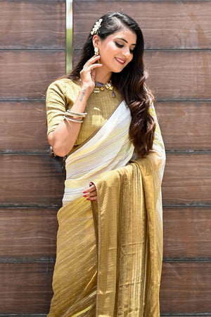 beige georgette saree