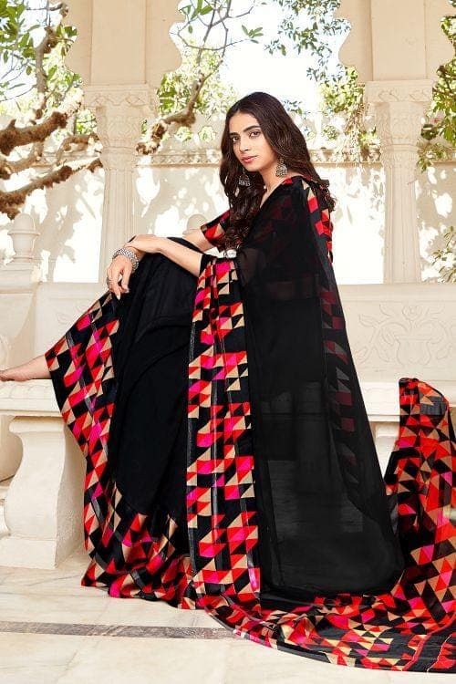  georgette plain saree