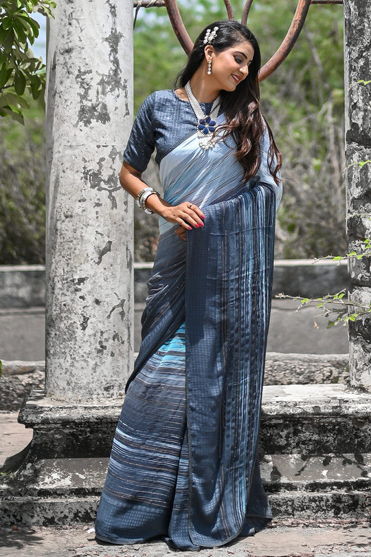 blue georgette saree
