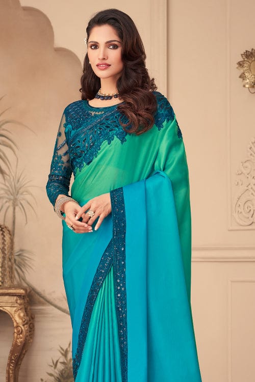 blue georgette saree