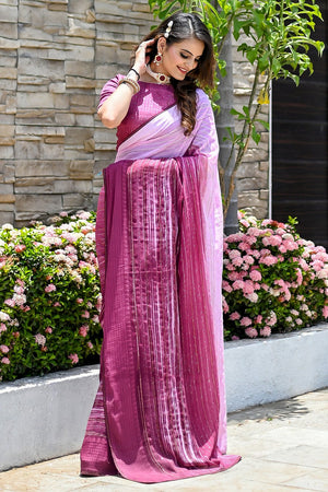 Bright Lilac Purple Georgette Saree